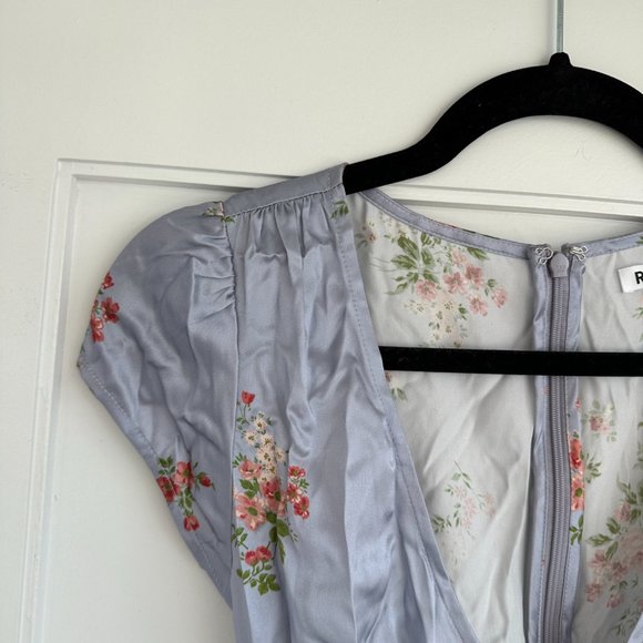 Reformation Kaye Silk Midi Dress SZ 4 Melba Floral V-neck Ruffles Cap Sleeves - Picture 4 of 10